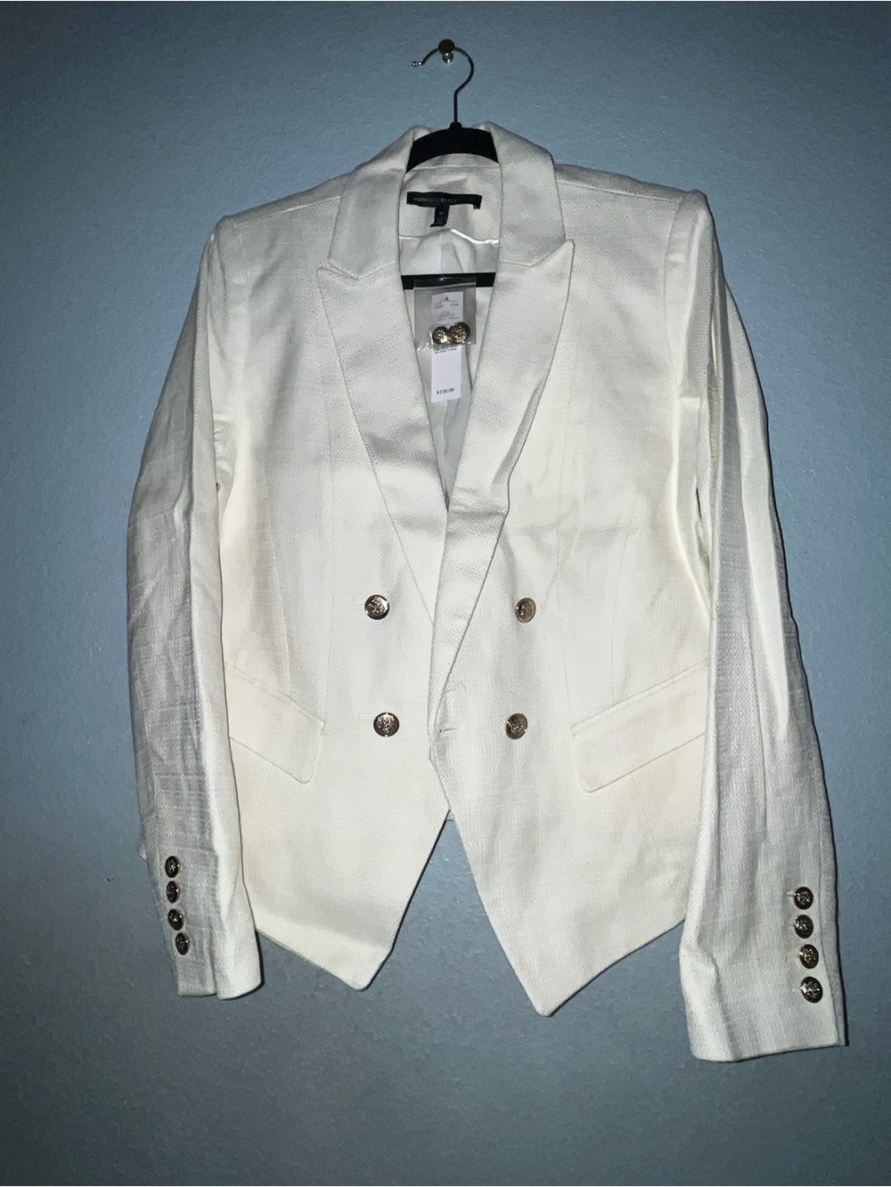 White House Black Market Ivory Double-Breasted Blazer with Gold Buttons